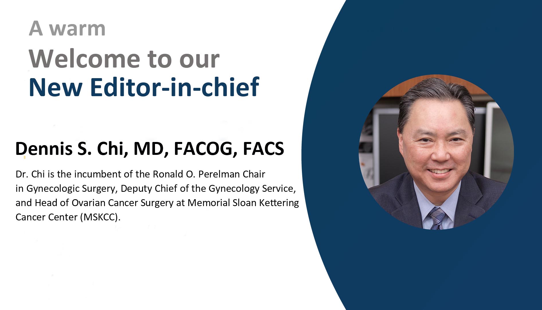 Welcome to our New Editor-in-chief